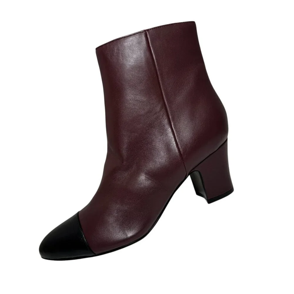 Marc Fisher Ltd‎ Aleea Cap Toe Bootie Women's Cordovan/Black size 8.5 NEW